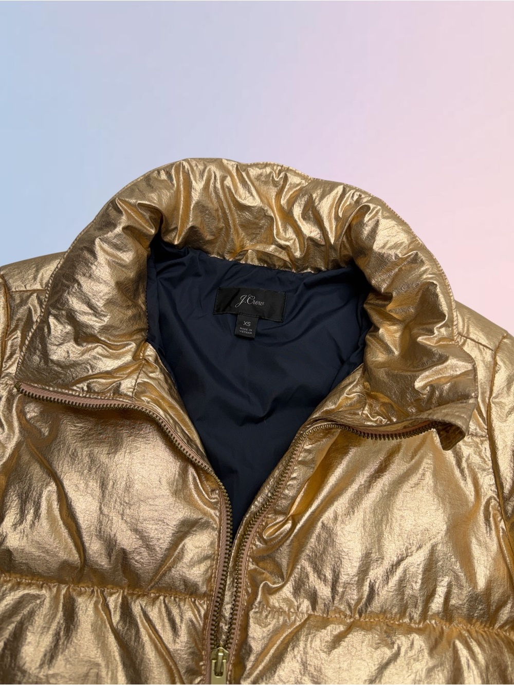 J. CREW Women’s XS Gold Puffy Jacket - Picture 3 of 4